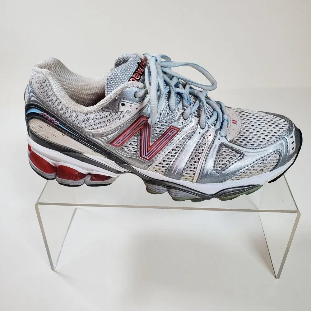 New Balance Women's Size 7.5 Sneakers Silver Red White 1080 N-ergy Running Gym